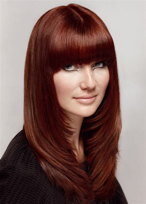 Long Layered Straight Human Hair Wigs With Full Bangs
