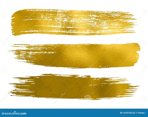 Collection of Gold Paint Brush Strokes â Vector Stock Photo Image