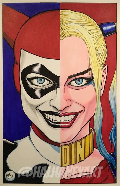 Harley Quinn Drawing Joker And Harley Quinn Gotham City Half Face