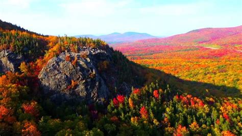 Aerial Footage Of Foliage Over Artists Bluff In Franconia