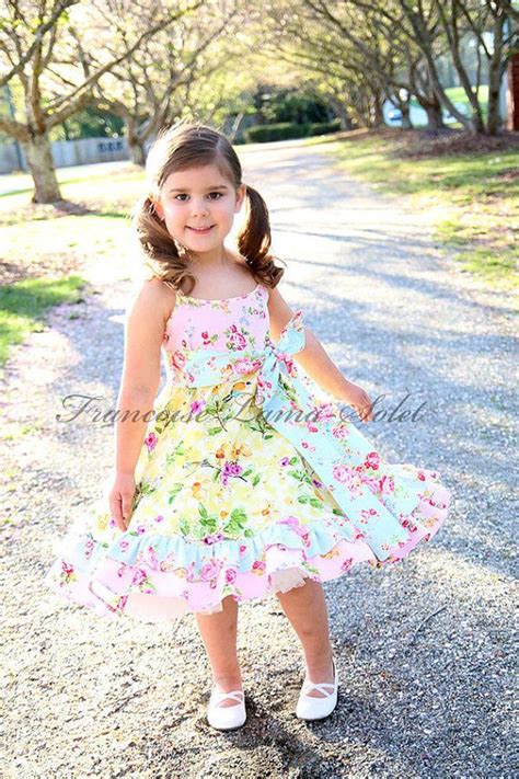 Yellow Pink Blue Easter Dress Ruffled Birthday Dress Floral Etsy