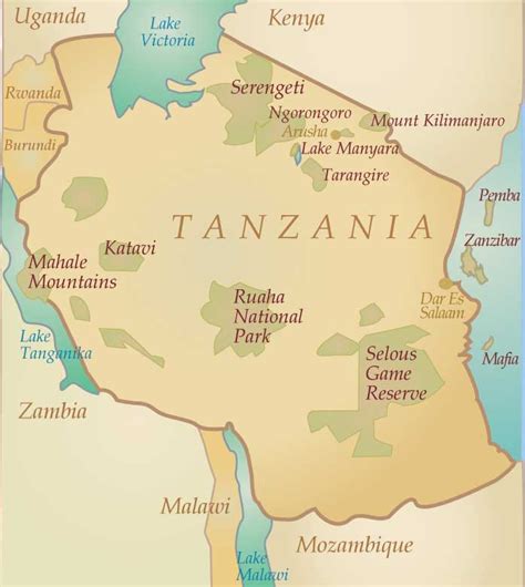 Detailed map of tanzania showing the location of all major national parks, game reserves, regions, cities and tourism highlights! Tanzania-The Land of Kilimanjaro | Tori's Blog
