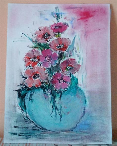 Blumen In Vase Ölmalerei Vase Blumen Malerei Von Swetlana Kramnaja