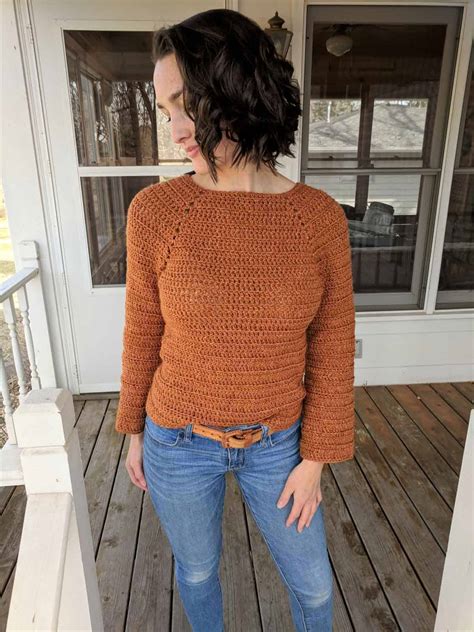 Easy Crochet Raglan Pullover Sweater Free Pattern Tutorial Make
