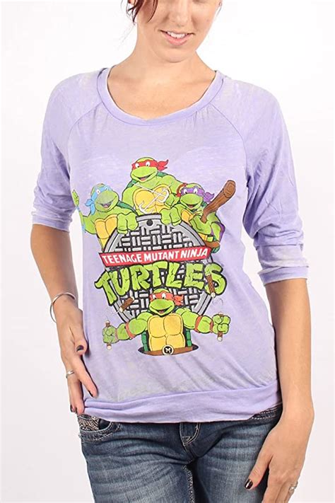 Teenage Mutant Ninja Turtles Womens Raglan T Shirt In Purple X Large Purple Uk
