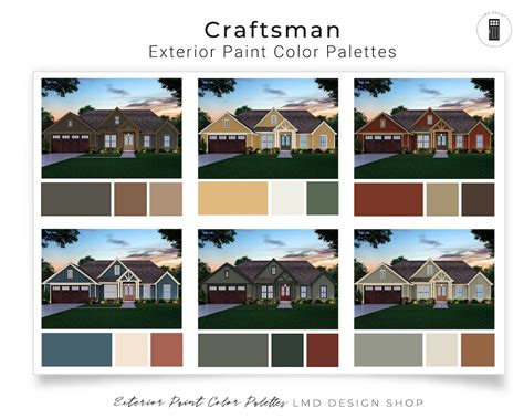 Craftsman Exterior Paint Color Palettes Exterior House Paint Colors Etsy