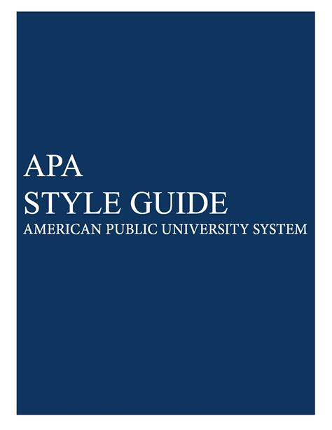 Complete guide to apa (america psychological association) citation. APA - APUS ePress - LibGuides at American Public ...