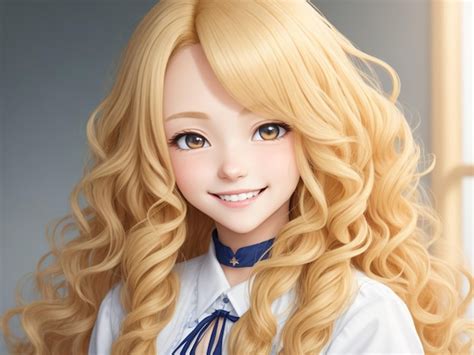 Premium Ai Image An Anime Girl With Long Curly Blonde Hair And A