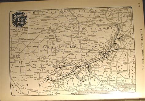 Cotton Belt Stlsw Rr Railroad System Map Dated 1911 Texas Depot History