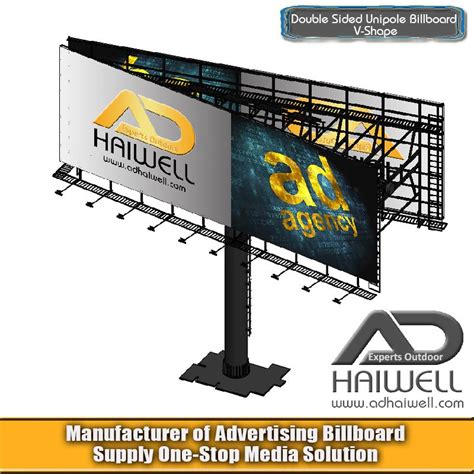 Outdoor Double Sided V Shape Unipole Billboard Display Structure