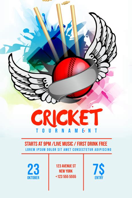 Red And White Cricket Tournament Poster Template Postermywall