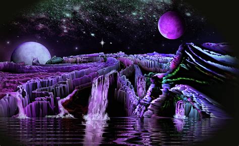 Space Adventures Hidden Waterfalls Digital Art By Artful Oasis Pixels