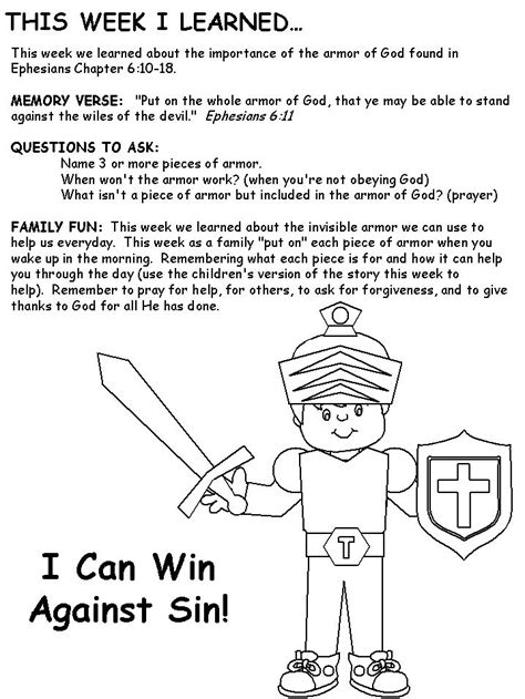 Armor Of God ~sign For Vbs Kids Craft Table Armor Of God Vacation