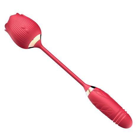 vibrador duplo formato de rosa e penetrador com movimentos de vai e vem vibrator flower rs