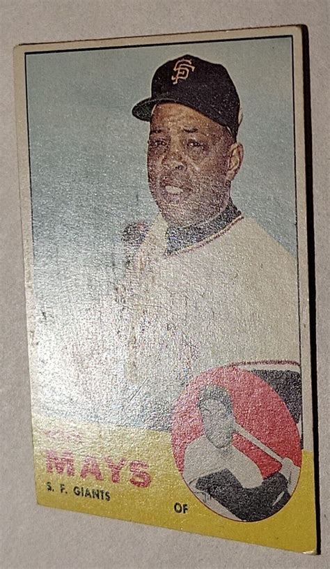 1963 Topps Willie Mays Sf Giants Baseball Card 300 Excreases No