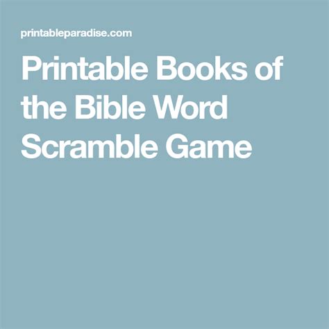 Printable Books Of The Bible Word Scramble Game With Images Bible