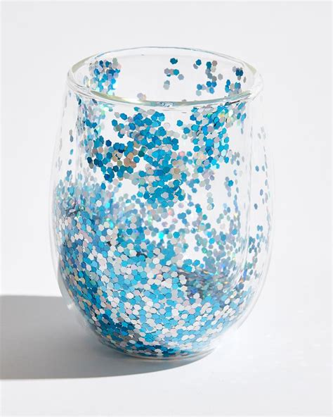 Dennis East Double Wall Glitter Stemless Wine Glass Assorted The Paper Store