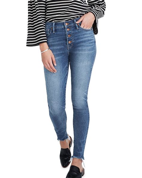 Madewell 10 High Rise Skinny Jeans With Button Front Neiman Marcus