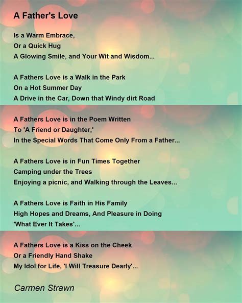 A Fathers Love Poem By Carmen Strawn Poem Hunter