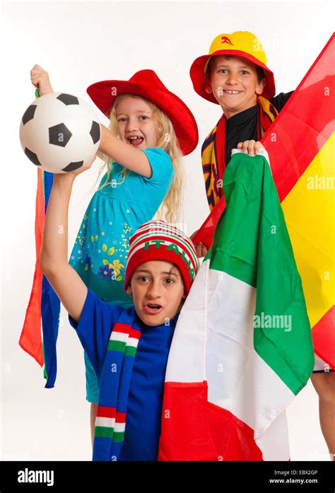 Three Children As Football Fans During World Championship 2010 In South
