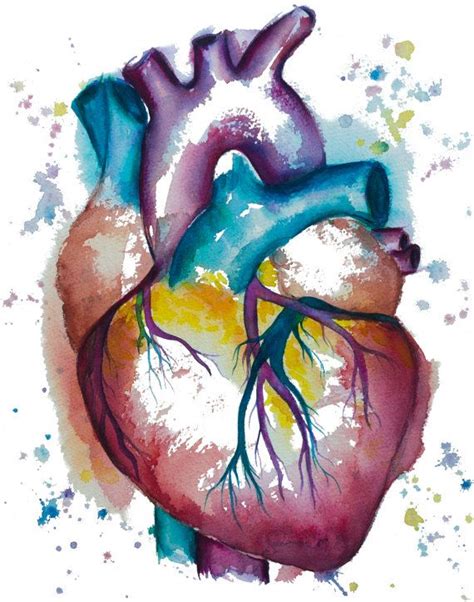 Heart Watercolor Painting Watercolor Print Heart Print Etsy Arte