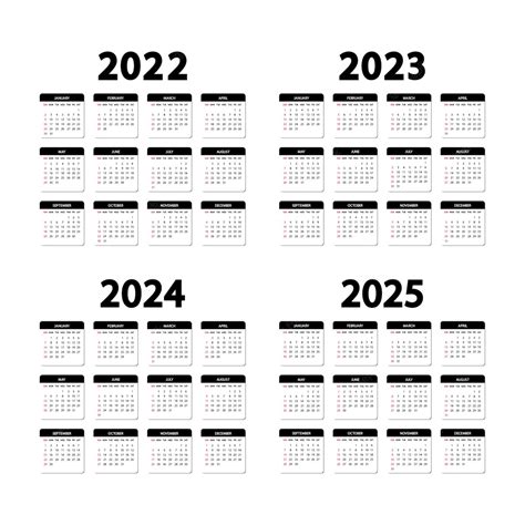 Premium Vector Calendar 2022 2023 2024 And 2025 Years The Week