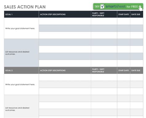 Sales Action Plan Template Exceltemplate
