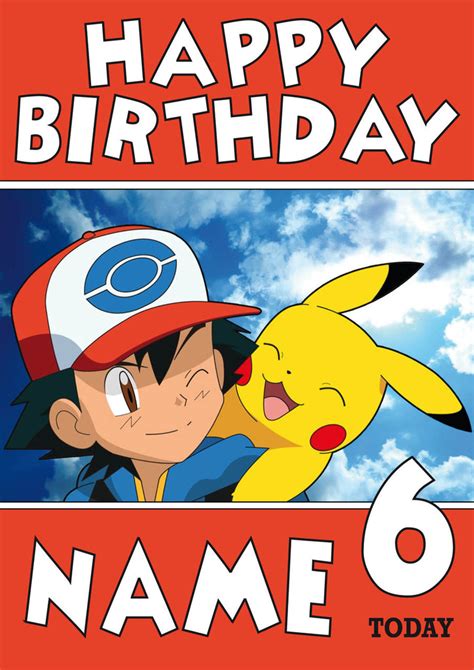 Theme Inspired Kids Adult Personalised Birthday Card Pokemon Card Birt