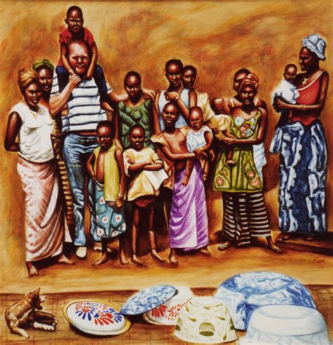 African Friends In A Village Painting By Dan Civa Artmajeur