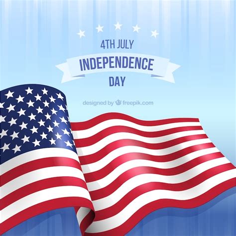 Dia Da Independência Com Bandeira Americana Vetor Grátis