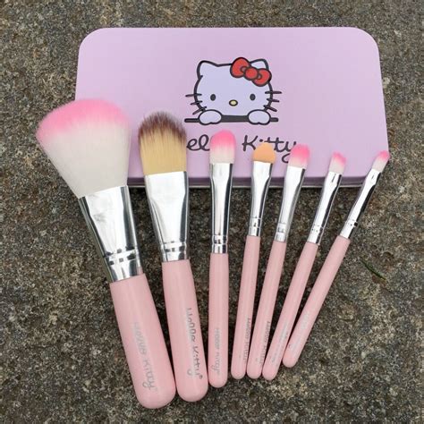7pcs Newest Pink Hello Kitty Makeup Brush Set Mini Size Professional Cosmetics Make Up Brushes
