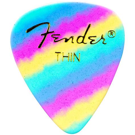 Fender 351 Shape Premium Picks Thin Rainbow Celluloid 12 Pack Thin 12