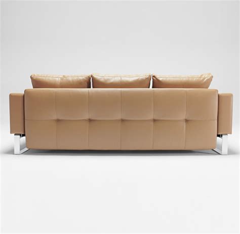 Cassius Q Deluxe Tan Leather Sleeper Sofa Chrome Zin Home