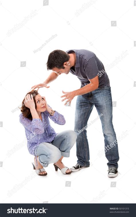 Angry Couple Yelling Each Other Isolated Stock Photo 50101315