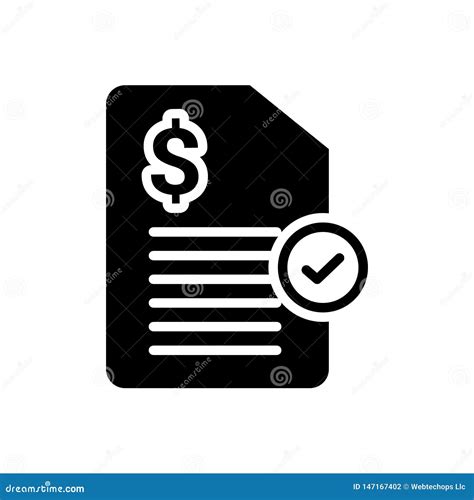 Black Solid Icon For Bills Paid And Stamp Stock Vector Illustration