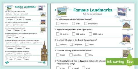 Famous Landmarks Quiz Landmarks Around The World Twinkl