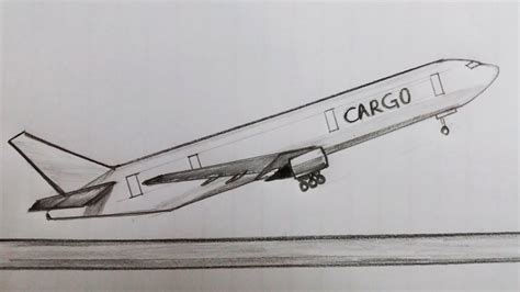 Plane Drawing Sketch Easy Cargo Boeing 777 Drawing Takeoff View How