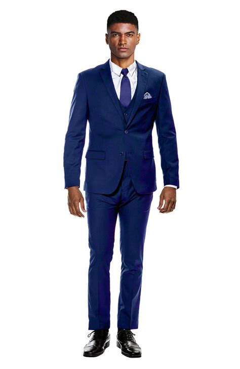 Mens Blue Ultra Slim Fit 3 Piece Prom Suit Blue Skinny Fit Suits