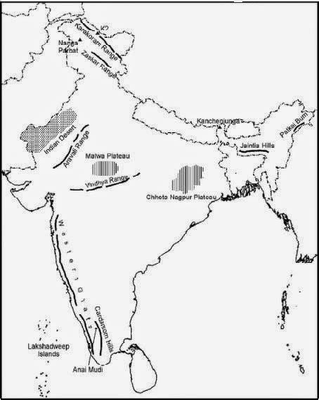 On The Given Outline Map Of India Locate The Mountain Ranges And