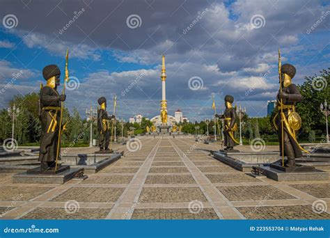 ASHGABAT TURKMENISTAN APRIL 17 2018 Independence Monument With