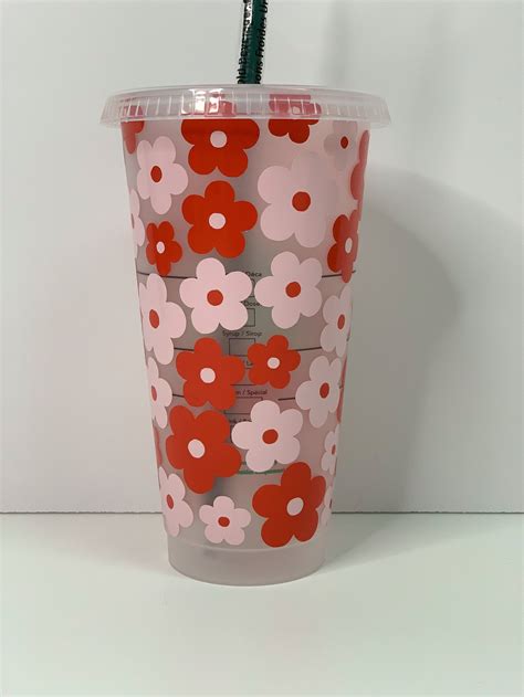 Customizable Flower Starbucks Reusable Cold Cup Personalized Etsy