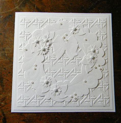 Embossed All Occasion Greeting Card White Flower Wreath Embossed Card