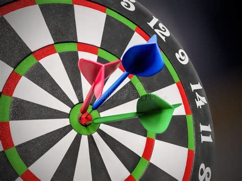 Dart Board With Three Darts In The Center Stock Image Image Of Goal