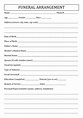 Printable Funeral Planning Worksheet