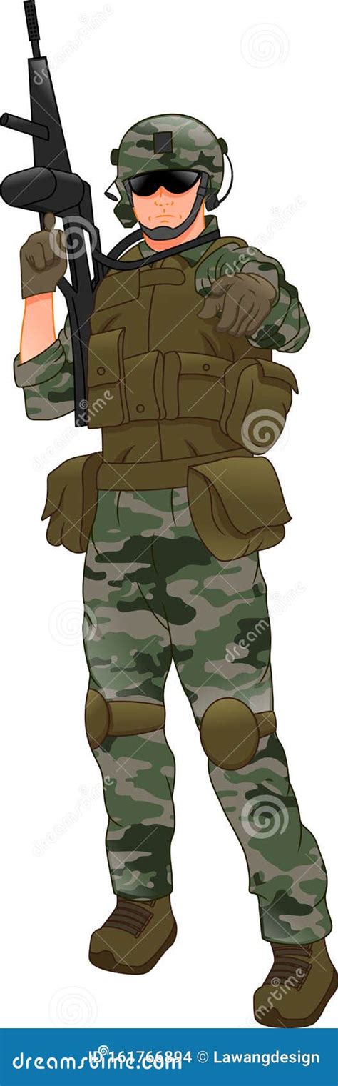 Army Soldier Posing Stock Vector Illustration Of Army 161766894