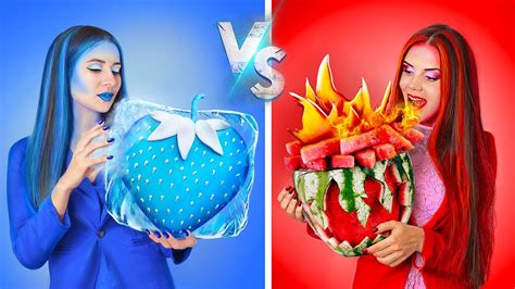 Hot Vs Cold Challenge Girl On Fire Vs Icy Girl Youtube