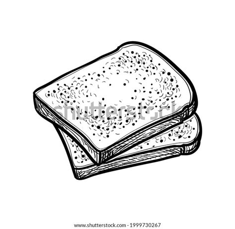 Two Slices Toasted Bread Ink Sketch Stock Vector Royalty Free