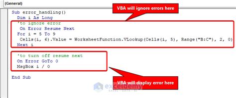 On Error Resume Next Handling Error In Excel Vba Exceldemy