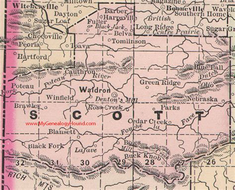 Scott County Arkansas 1889 Map