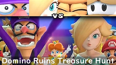 Super Mario Party Waluigi And Rosalina Vs Donkey Kong And Diddy Kong Domino Ruins Treasure